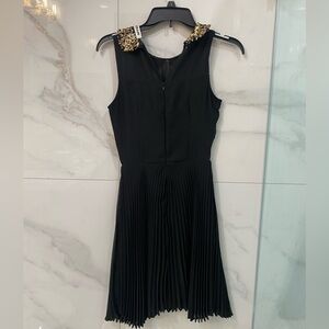 Gold and black pleated dress